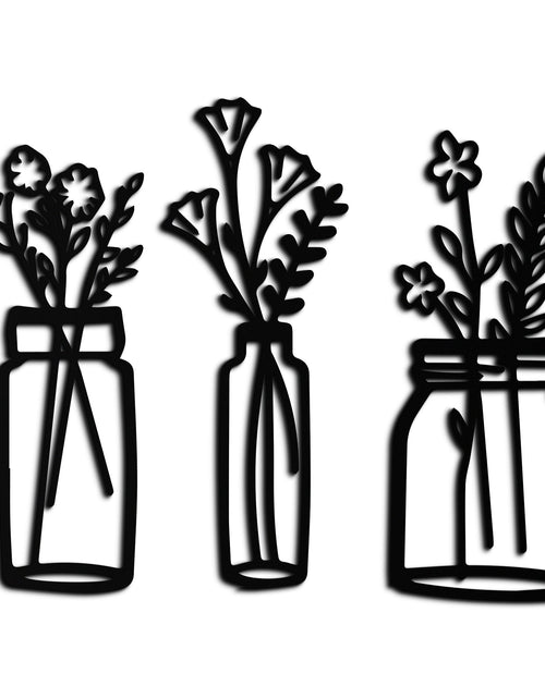 Load image into Gallery viewer, Floral Vase Metal Wall Art - 3-Piece Modern Steel Wall Decor - KAF118
