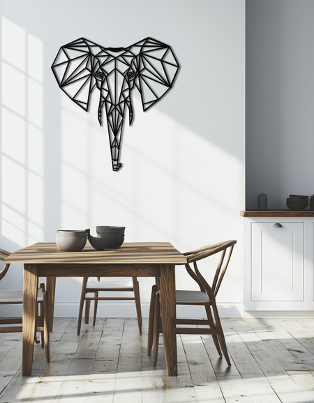 Geometric Elephant Metal Wall Art - Modern Abstract Steel Decor - KAF119