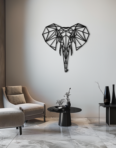 Geometric Elephant Metal Wall Art - Modern Abstract Steel Decor - KAF119