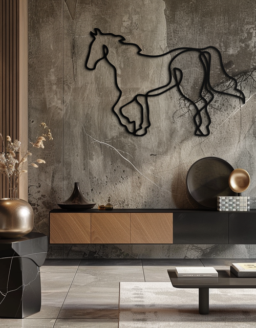 Load image into Gallery viewer, Abstract Horse Metal Wall Art - Minimalist Steel Horse Silhouette - KAF121
