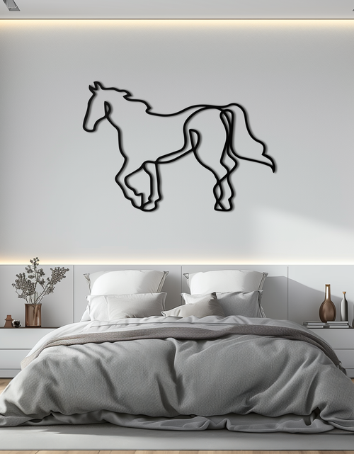 Load image into Gallery viewer, Abstract Horse Metal Wall Art - Minimalist Steel Horse Silhouette - KAF121
