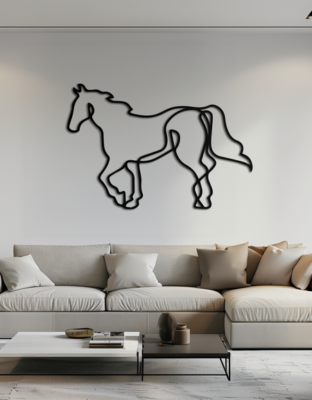 Soyut At Metal Duvar Sanatı - Minimalist Çelik At Silüeti - KAF121