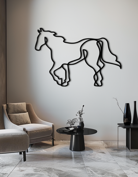 Soyut At Metal Duvar Sanatı - Minimalist Çelik At Silüeti - KAF121