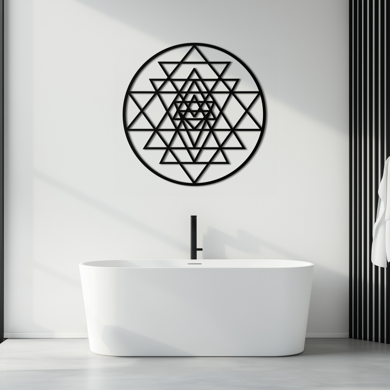Geometrik Sri Yantra Metal Duvar Sanatı - Sacred Geometry Çelik Dekor - KAF122