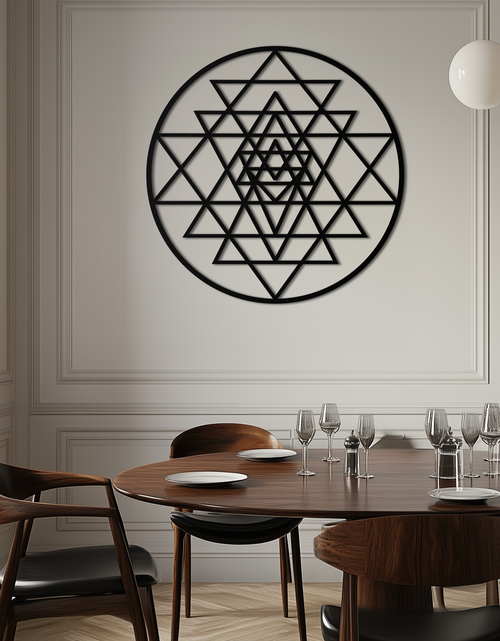 Resmi Galeri görüntüleyicisine yükleyin, Geometrik Sri Yantra Metal Duvar Sanatı - Sacred Geometry Çelik Dekor - KAF122
