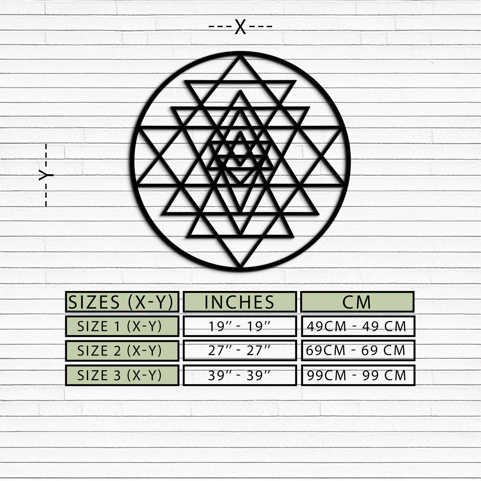 Geometrik Sri Yantra Metal Duvar Sanatı - Sacred Geometry Çelik Dekor - KAF122