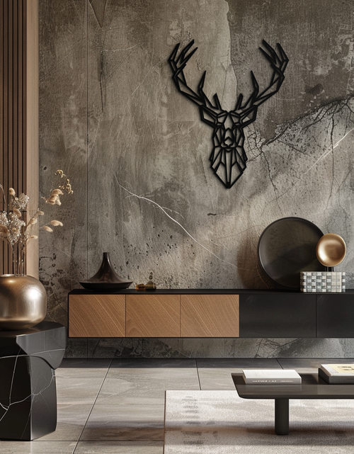 Load image into Gallery viewer, Geometric Deer Head Metal Wall Art - Modern Minimalist Steel Decor - KAF123
