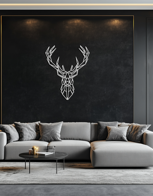 Load image into Gallery viewer, Geometric Deer Head Metal Wall Art - Modern Minimalist Steel Decor - KAF123
