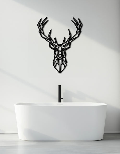 Load image into Gallery viewer, Geometric Deer Head Metal Wall Art - Modern Minimalist Steel Decor - KAF123
