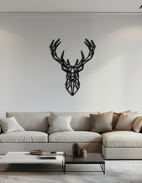 Load image into Gallery viewer, Geometric Deer Head Metal Wall Art - Modern Minimalist Steel Decor - KAF123
