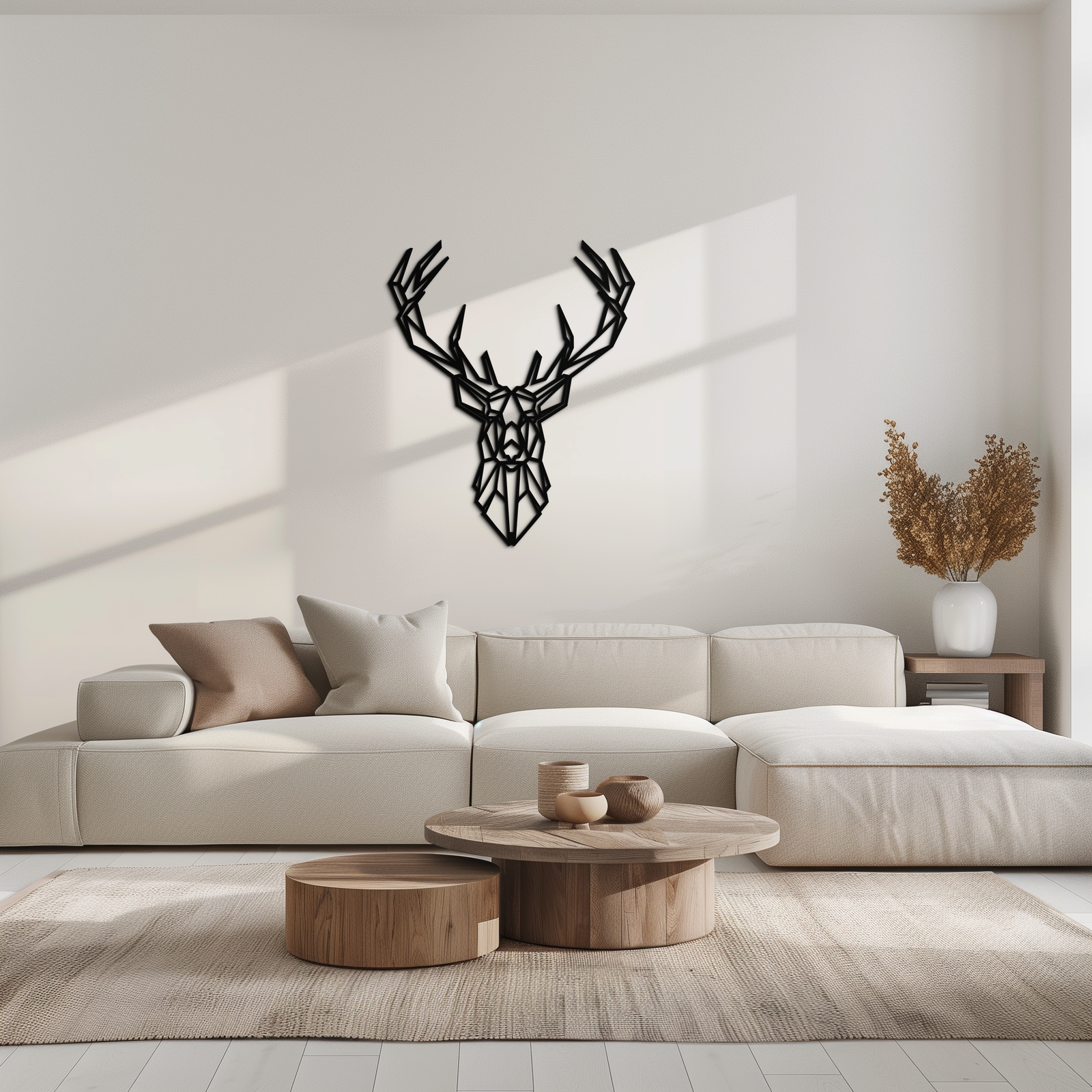 Geometric Deer Head Metal Wall Art - Modern Minimalist Steel Decor - KAF123