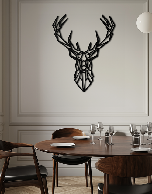Load image into Gallery viewer, Geometric Deer Head Metal Wall Art - Modern Minimalist Steel Decor - KAF123
