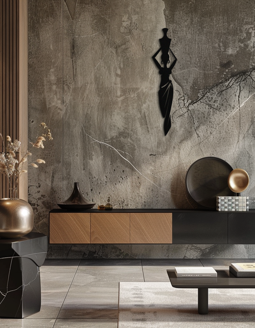 Load image into Gallery viewer, Abstract African Woman Metal Wall Art - Modern Black Steel Wall Decor - KAF125
