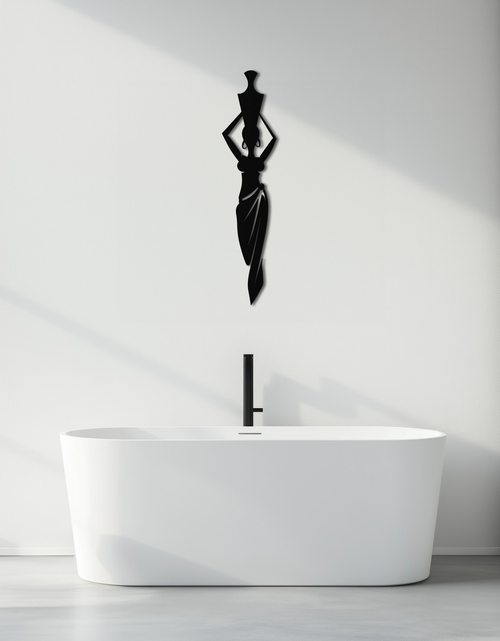 Load image into Gallery viewer, Abstract African Woman Metal Wall Art - Modern Black Steel Wall Decor - KAF125
