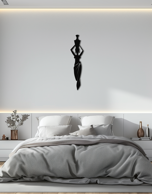 Load image into Gallery viewer, Abstract African Woman Metal Wall Art - Modern Black Steel Wall Decor - KAF125
