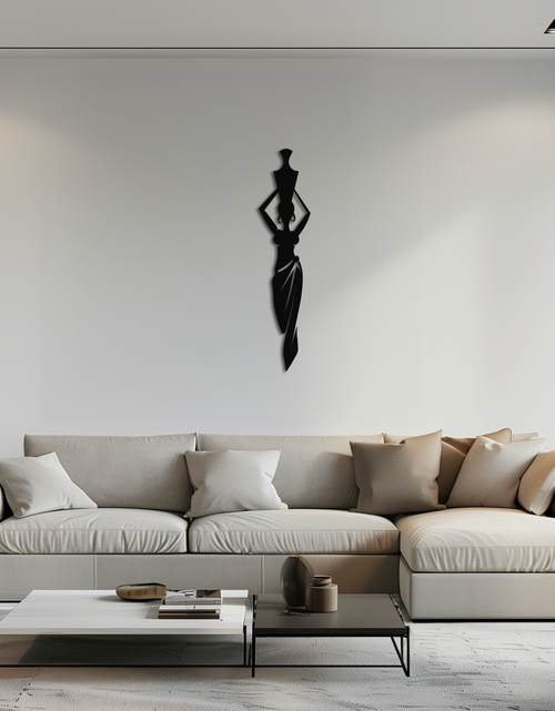 Load image into Gallery viewer, Abstract African Woman Metal Wall Art - Modern Black Steel Wall Decor - KAF125
