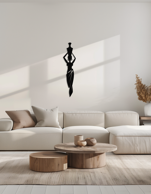 Load image into Gallery viewer, Abstract African Woman Metal Wall Art - Modern Black Steel Wall Decor - KAF125
