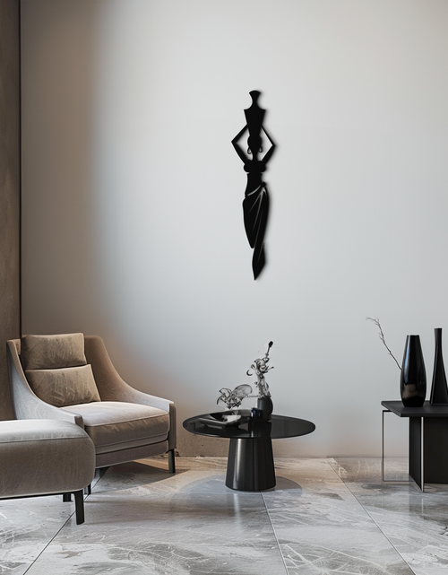 Load image into Gallery viewer, Abstract African Woman Metal Wall Art - Modern Black Steel Wall Decor - KAF125
