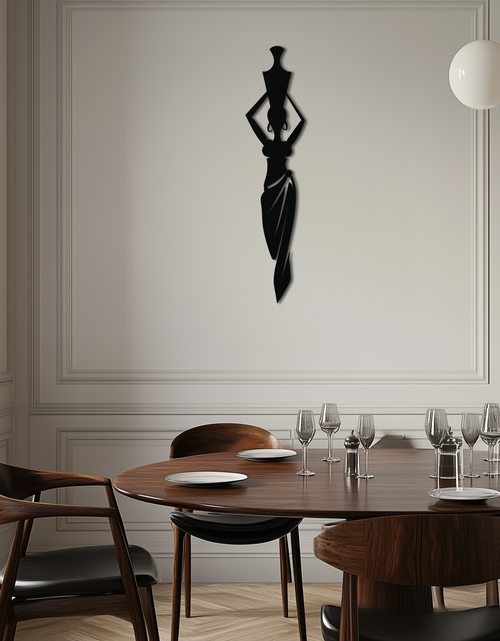 Load image into Gallery viewer, Abstract African Woman Metal Wall Art - Modern Black Steel Wall Decor - KAF125
