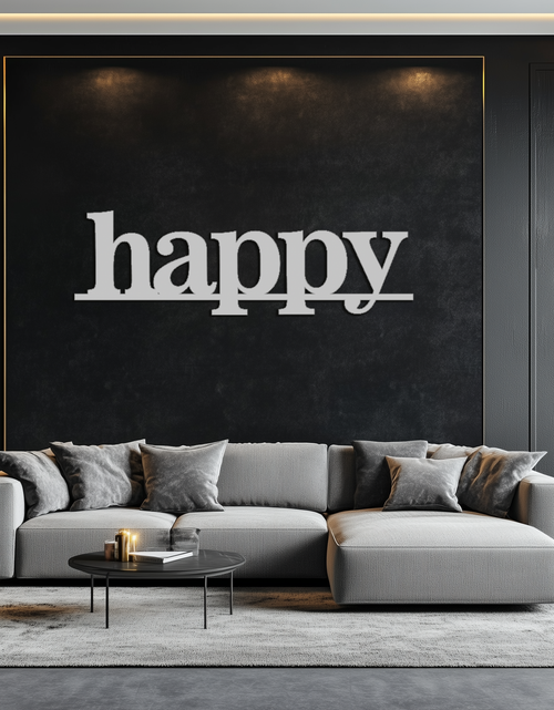 Load image into Gallery viewer, Happy Metal Wall Art - Modern Minimalist Word Sign Decor - KAF127
