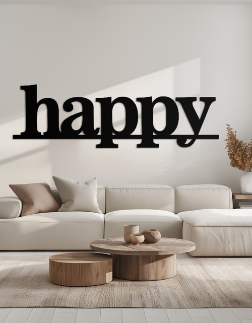 Load image into Gallery viewer, Happy Metal Wall Art - Modern Minimalist Word Sign Decor - KAF127
