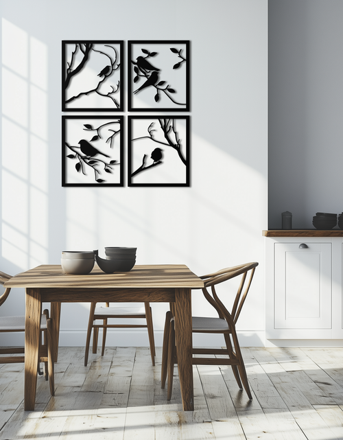Load image into Gallery viewer, Bird Silhouette Metal Wall Art - 4-Piece Modern Steel Wall Decor - KAF128
