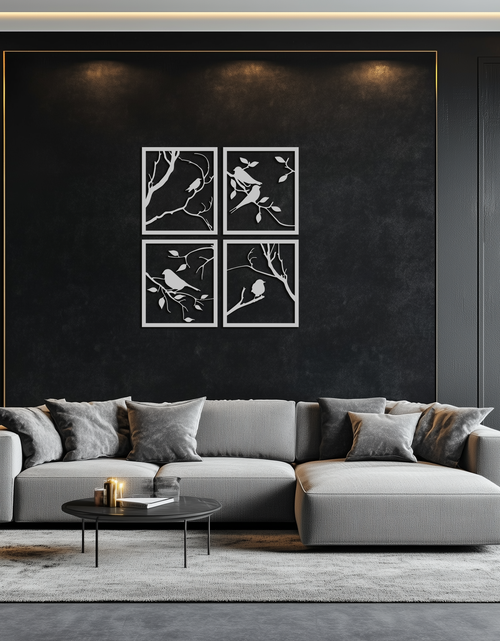 Load image into Gallery viewer, Bird Silhouette Metal Wall Art - 4-Piece Modern Steel Wall Decor - KAF128
