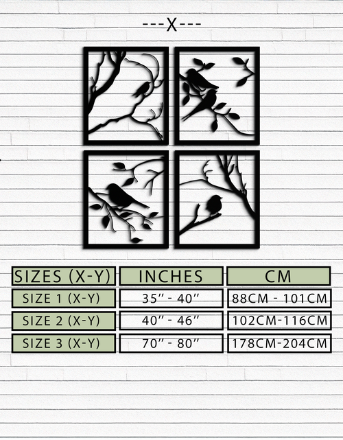Load image into Gallery viewer, Bird Silhouette Metal Wall Art - 4-Piece Modern Steel Wall Decor - KAF128

