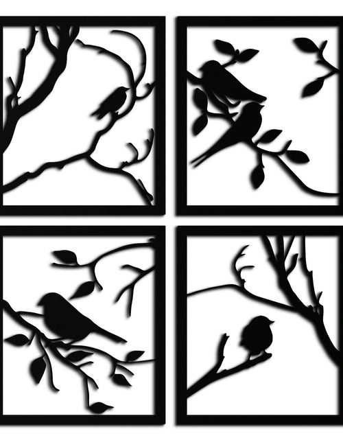 Load image into Gallery viewer, Bird Silhouette Metal Wall Art - 4-Piece Modern Steel Wall Decor - KAF128
