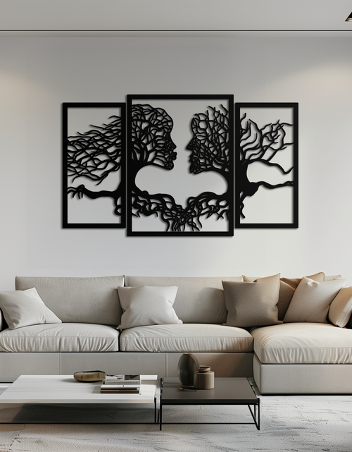 Load image into Gallery viewer, Tree of Life Lovers Metal Wall Art - 3-Piece Modern Steel Wall Decor - KAF129

