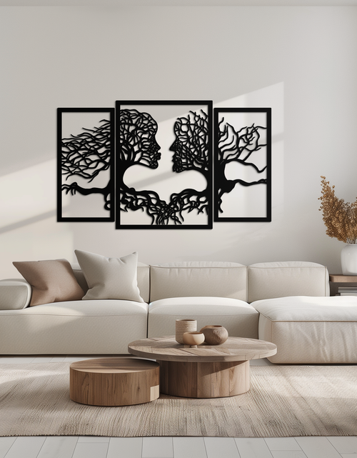 Load image into Gallery viewer, Tree of Life Lovers Metal Wall Art - 3-Piece Modern Steel Wall Decor - KAF129
