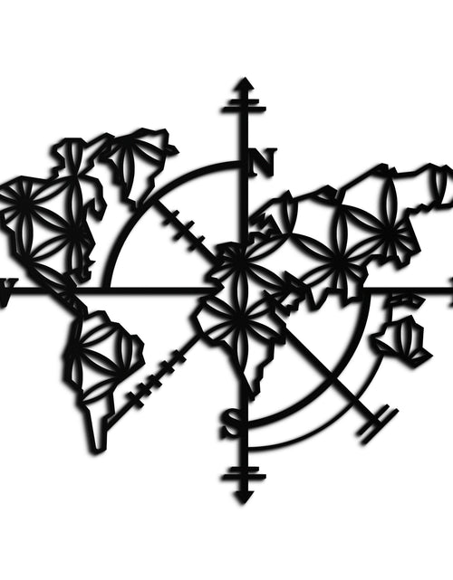 Load image into Gallery viewer, Geometric World Map Metal Wall Art - Modern Compass-Inspired Steel Decor - KAF131

