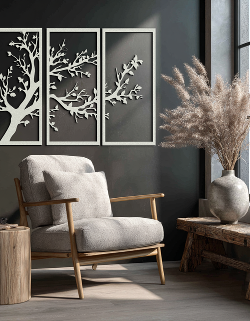 Load image into Gallery viewer, Branch Trio Metal Wall Art - 3-Piece Modern Steel Wall Decor - KAF132
