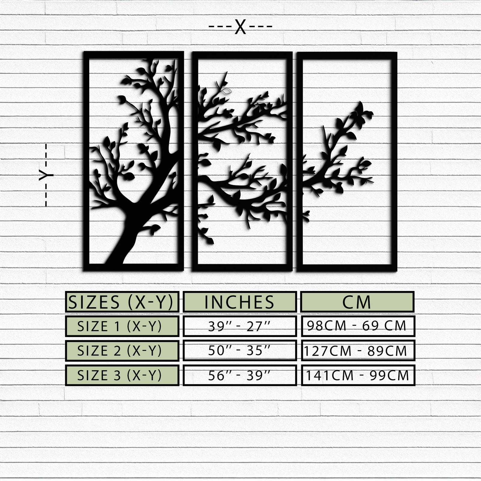 Branch Trio Metal Duvar Sanatı - 3 Parçalı Modern Çelik Duvar Dekoru - KAF132