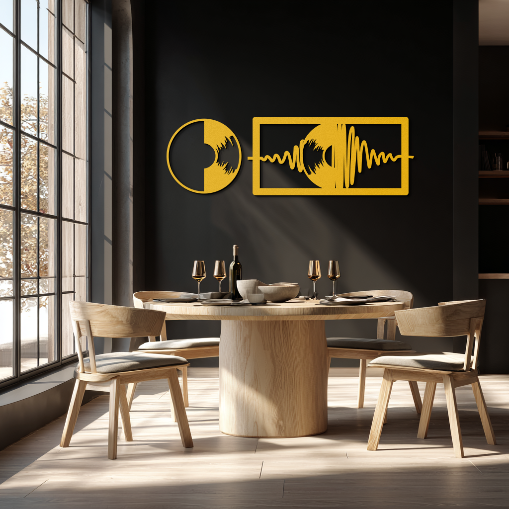 Soundwave Vinyl Record Metal Wall Art - Modern Music-Inspired Steel Wall Decor - KAF133