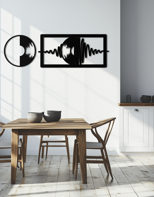 Resmi Galeri görüntüleyicisine yükleyin, Soundwave Vinil Plak Metal Duvar Sanatı - Modern Müzik Esintili Çelik Duvar Dekoru - KAF133
