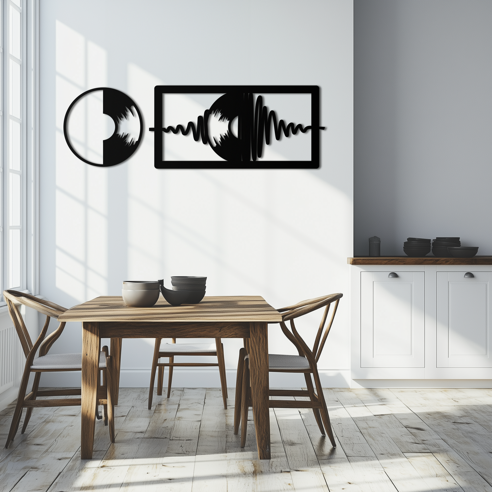 Soundwave Vinil Plak Metal Duvar Sanatı - Modern Müzik Esintili Çelik Duvar Dekoru - KAF133