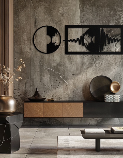 Resmi Galeri görüntüleyicisine yükleyin, Soundwave Vinil Plak Metal Duvar Sanatı - Modern Müzik Esintili Çelik Duvar Dekoru - KAF133
