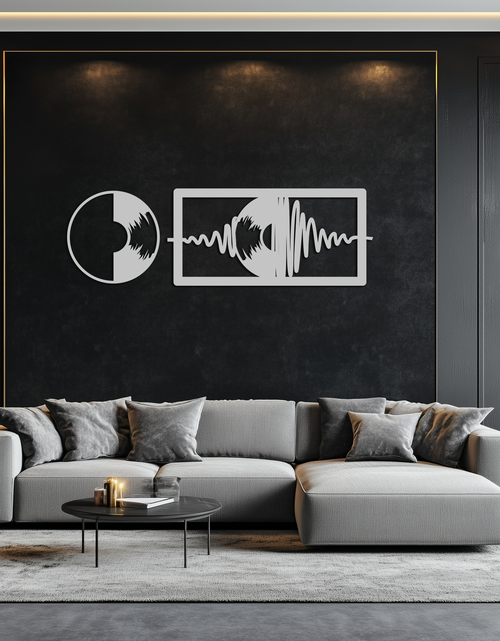 Resmi Galeri görüntüleyicisine yükleyin, Soundwave Vinil Plak Metal Duvar Sanatı - Modern Müzik Esintili Çelik Duvar Dekoru - KAF133
