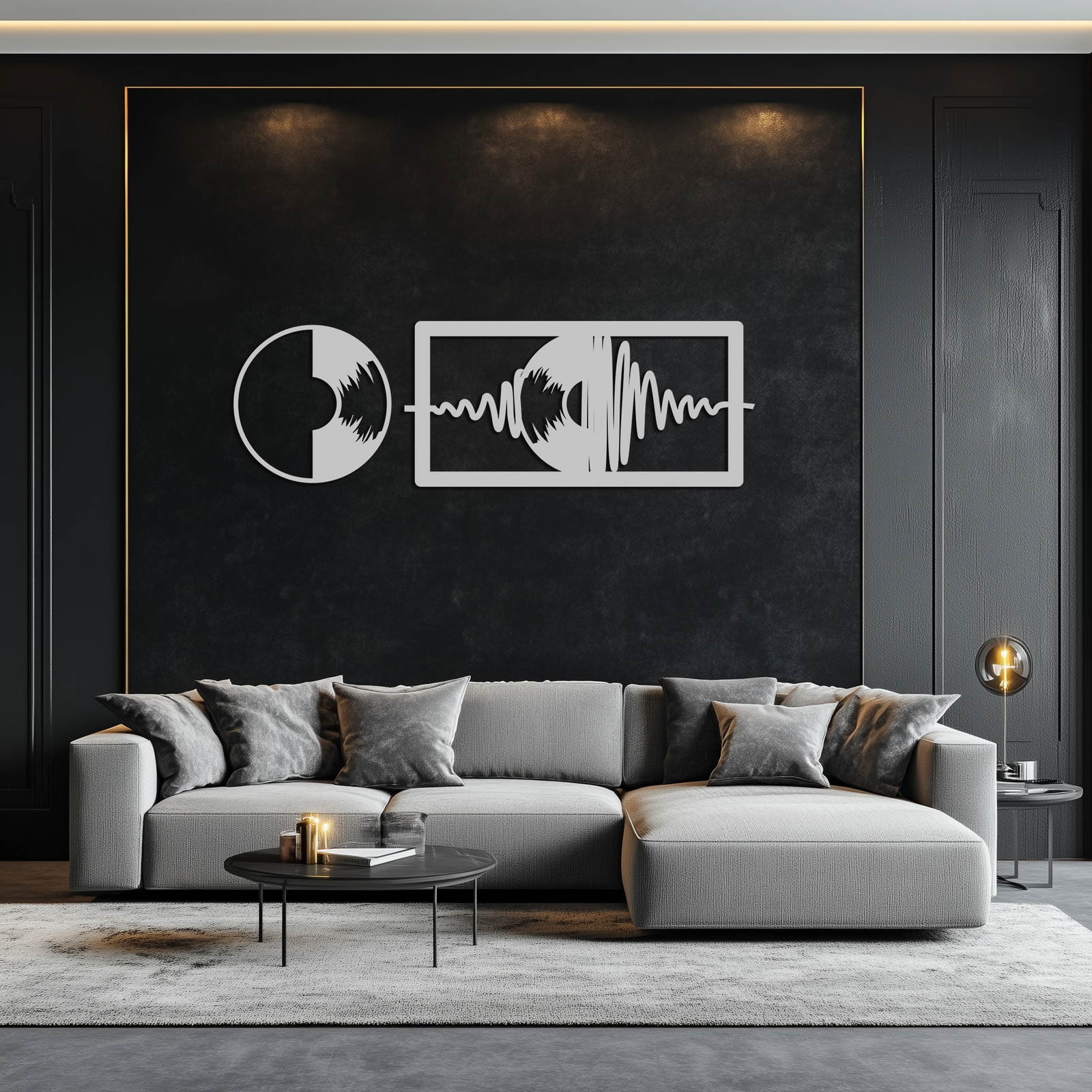 Soundwave Vinil Plak Metal Duvar Sanatı - Modern Müzik Esintili Çelik Duvar Dekoru - KAF133