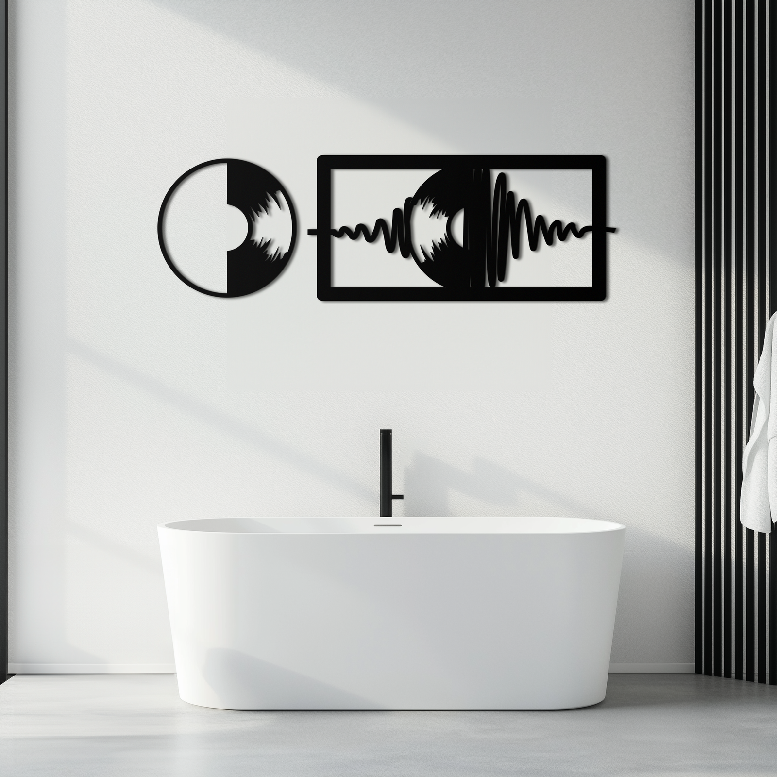 Soundwave Vinil Plak Metal Duvar Sanatı - Modern Müzik Esintili Çelik Duvar Dekoru - KAF133