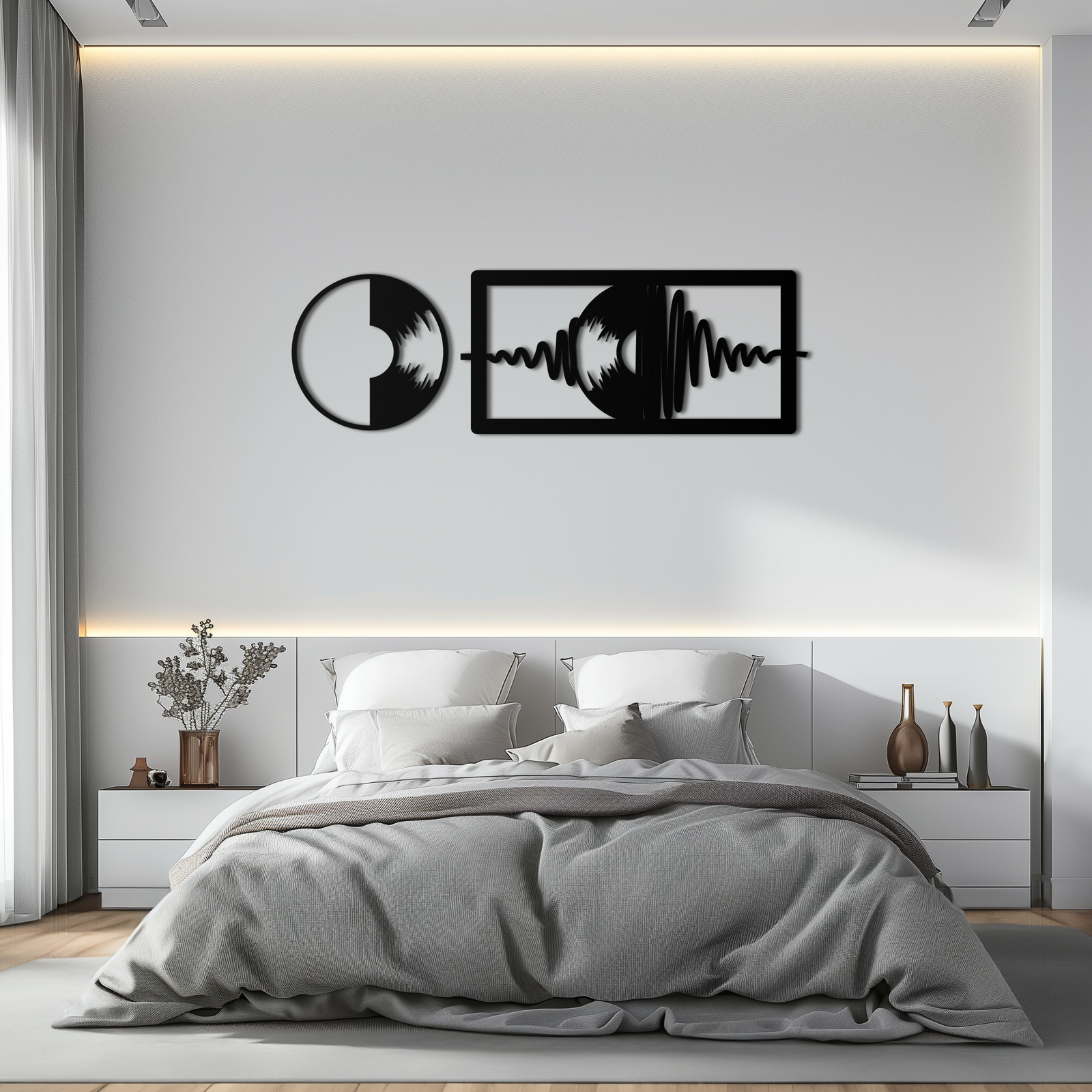 Soundwave Vinil Plak Metal Duvar Sanatı - Modern Müzik Esintili Çelik Duvar Dekoru - KAF133