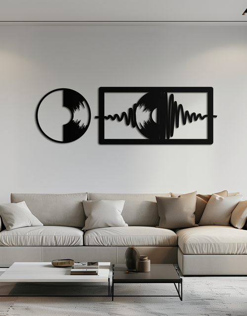 Resmi Galeri görüntüleyicisine yükleyin, Soundwave Vinil Plak Metal Duvar Sanatı - Modern Müzik Esintili Çelik Duvar Dekoru - KAF133
