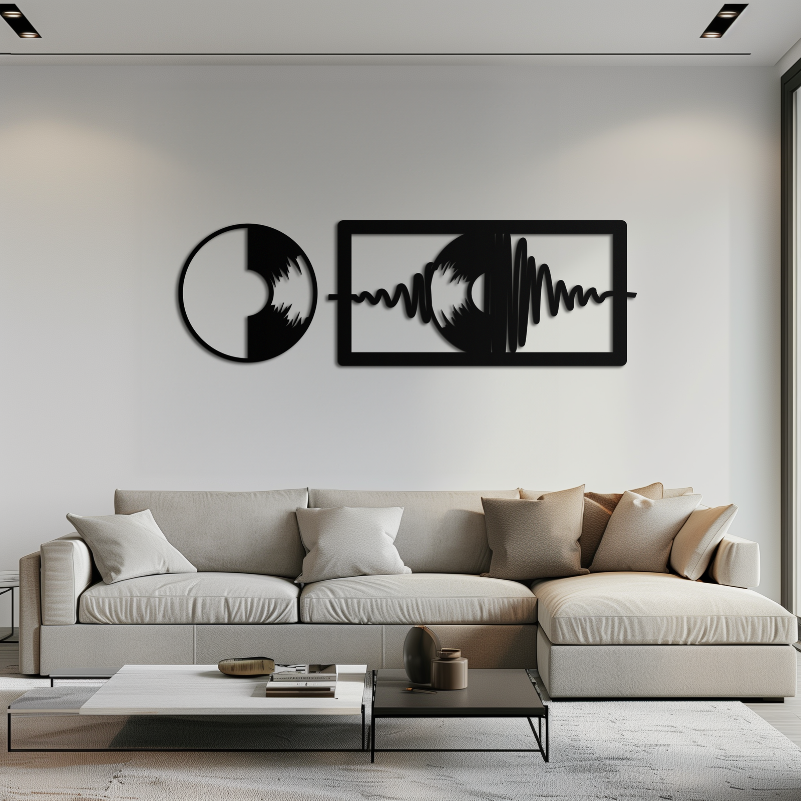 Soundwave Vinil Plak Metal Duvar Sanatı - Modern Müzik Esintili Çelik Duvar Dekoru - KAF133