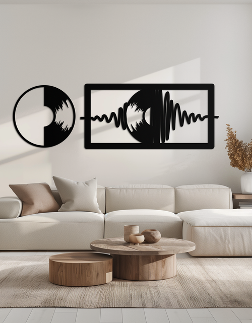 Resmi Galeri görüntüleyicisine yükleyin, Soundwave Vinil Plak Metal Duvar Sanatı - Modern Müzik Esintili Çelik Duvar Dekoru - KAF133
