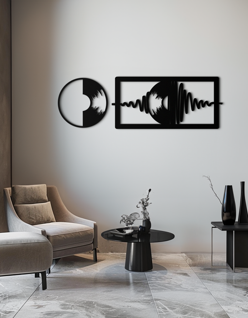 Resmi Galeri görüntüleyicisine yükleyin, Soundwave Vinil Plak Metal Duvar Sanatı - Modern Müzik Esintili Çelik Duvar Dekoru - KAF133

