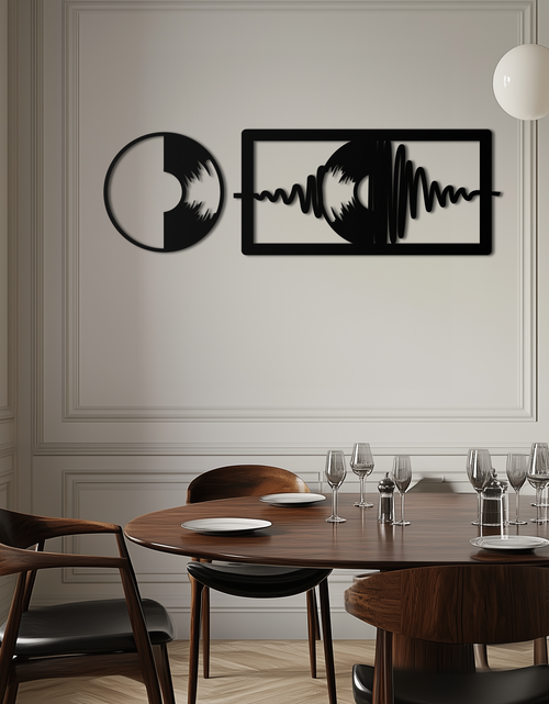 Resmi Galeri görüntüleyicisine yükleyin, Soundwave Vinil Plak Metal Duvar Sanatı - Modern Müzik Esintili Çelik Duvar Dekoru - KAF133
