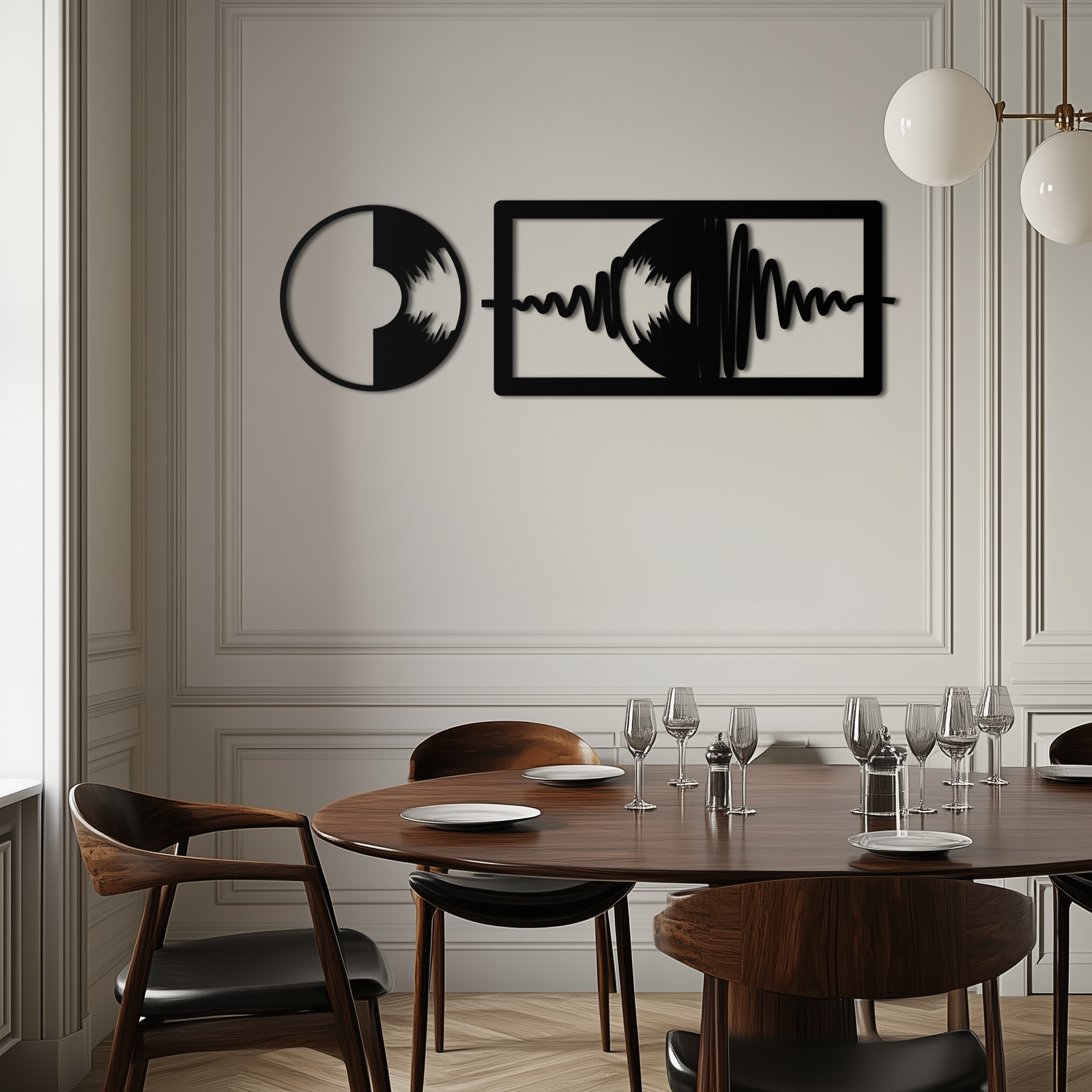 Soundwave Vinil Plak Metal Duvar Sanatı - Modern Müzik Esintili Çelik Duvar Dekoru - KAF133