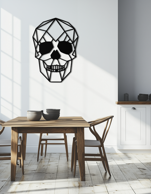 Resmi Galeri görüntüleyicisine yükleyin, Geometrik Kafatası Metal Duvar Sanatı - Modern Kafatası Esintili Çelik Dekor - KAF134
