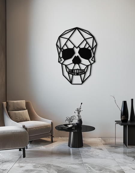 Geometric Skull Metal Wall Art - Modern Skull-Inspired Steel Decor - KAF134